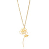 Wholesale Stainless Steel 18K Electroplated Letter Number Text Pattern Flower Pendant Necklace Jewelry