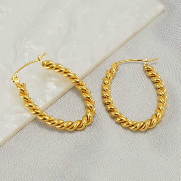Wholesale Stainless Steel 18K Electroplated Twist Earrings For Women