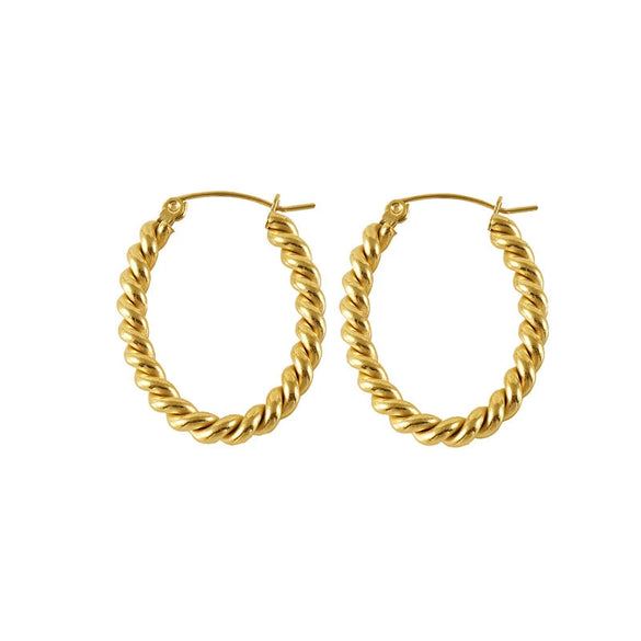 Wholesale Stainless Steel 18K Electroplated Twist Earrings For Women