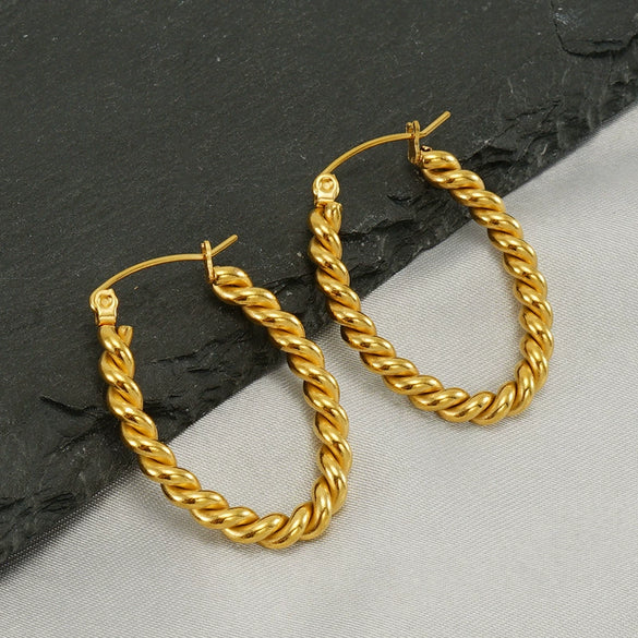 Wholesale Stainless Steel 18K Electroplated Twist Earrings For Women