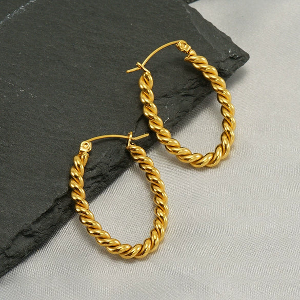 Wholesale Stainless Steel 18K Electroplated Twist Earrings For Women