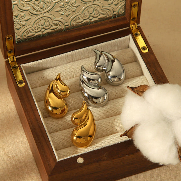 Wholesale Stainless Steel 18K Exaggerated Drop Shape Electroplated Women's Earrings