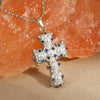 Wholesale Stainless Steel 18K Gold Colored Diamond Encrusted Geometric Pattern Cross Pendant Necklace For Women With Electroplating