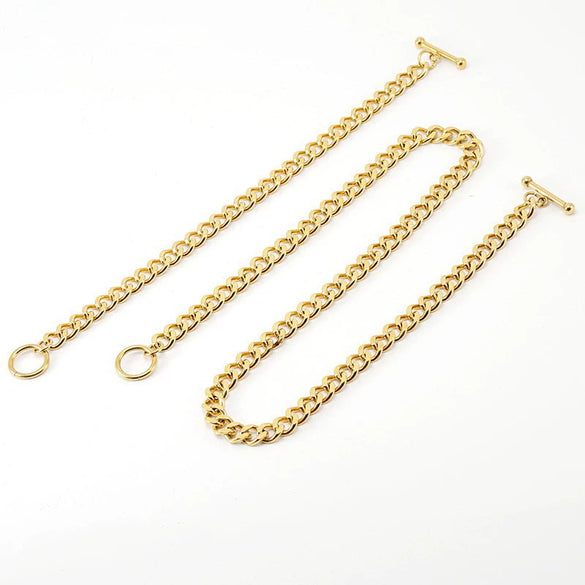 Wholesale Stainless Steel 18K Gold Electroplated Cuban Chain Men's All Match Bracelet Necklace Jewelry