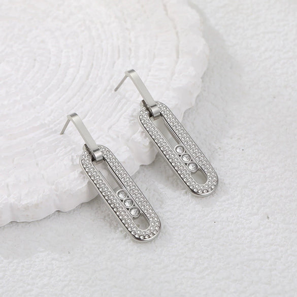 Wholesale Stainless Steel 18K Gold Electroplated Geometric Heartshaped Earrings For Women