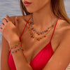 Wholesale Stainless Steel 18K Gold Electroplated Geometric Necklace And Bracelet Set For Women