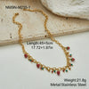 Wholesale Stainless Steel 18K Gold Electroplated Geometric Necklace And Bracelet Set For Women
