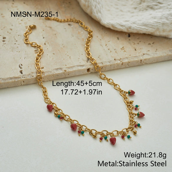 Wholesale Stainless Steel 18K Gold Electroplated Geometric Necklace And Bracelet Set For Women