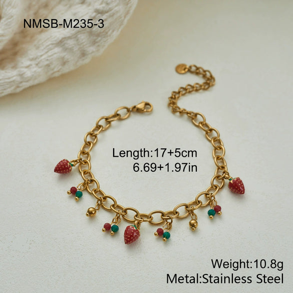 Wholesale Stainless Steel 18K Gold Electroplated Geometric Necklace And Bracelet Set For Women