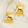 Wholesale 316L Stainless Steel 18K Gold Electroplated Geometric Rectangular Concaveconvex Square Earrings