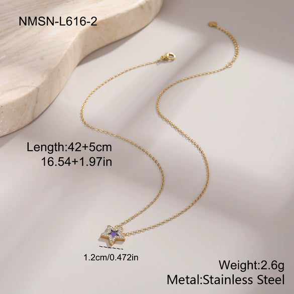 Wholesale Stainless Steel 18K Gold Electroplated Geometric Star Necklace For Women