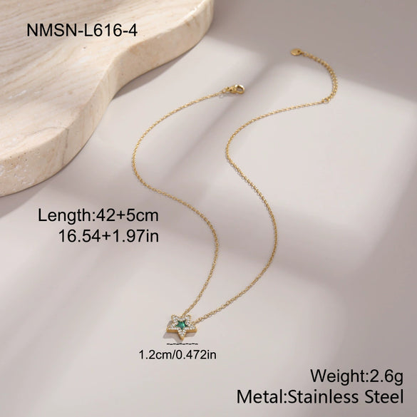 Wholesale Stainless Steel 18K Gold Electroplated Geometric Star Necklace For Women