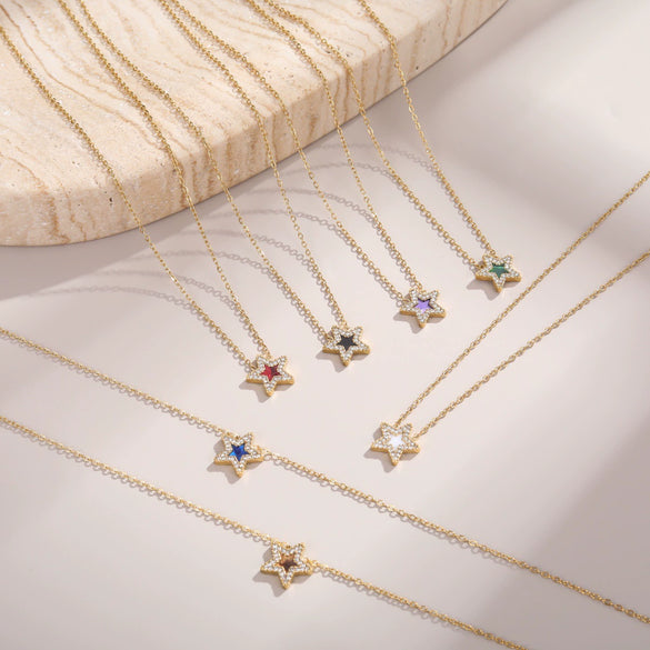 Wholesale Stainless Steel 18K Gold Electroplated Geometric Star Necklace For Women