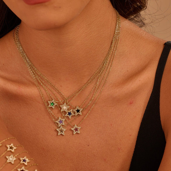 Wholesale Stainless Steel 18K Gold Electroplated Geometric Star Necklace For Women