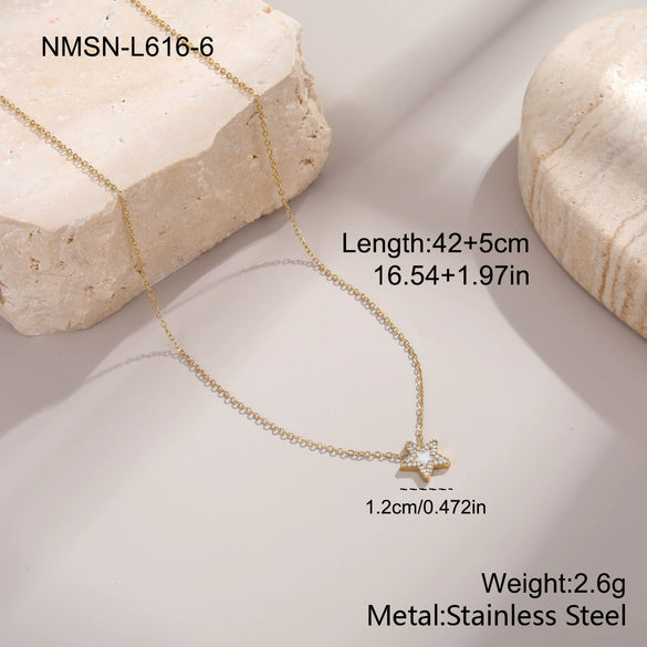 Wholesale Stainless Steel 18K Gold Electroplated Geometric Star Necklace For Women