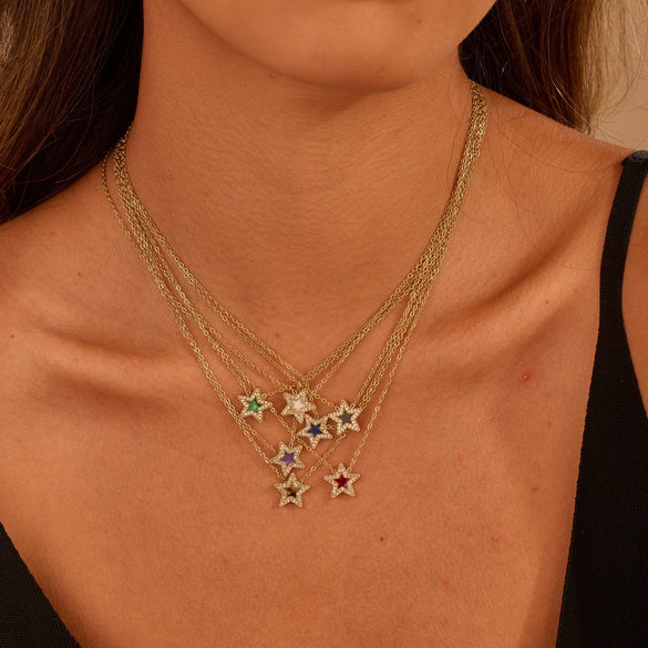 Wholesale Stainless Steel 18K Gold Electroplated Geometric Star Necklace For Women