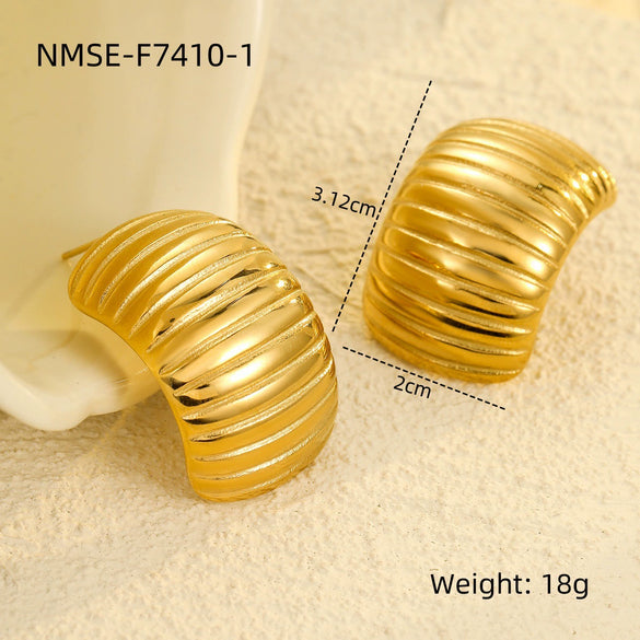 Wholesale Stainless Steel 18K Gold Electroplated Retro Irregular Water Drop Texture Women's Earrings
