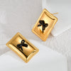 Wholesale Stainless Steel 18K Gold Geometric Square Bow Stud Earrings For Women With Electroplating Treatment