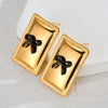 Wholesale Stainless Steel 18K Gold Geometric Square Bow Stud Earrings For Women With Electroplating Treatment