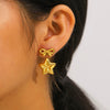 Wholesale Stainless Steel 18K Gold Plated Bow And Star Earrings For Women