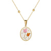 Wholesale Stainless Steel 14K Gold Plated Elegant Oil Dripping Tulip Design Women's Necklace Earrings Set