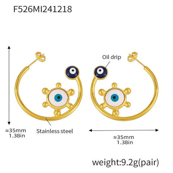 Wholesale 316L Stainless Steel 18K Gold Plated Enamel Glaze Geometric Light Luxury Exaggerated Women's Earrings