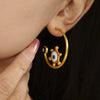 Wholesale 316L Stainless Steel 18K Gold Plated Enamel Glaze Geometric Light Luxury Exaggerated Women's Earrings