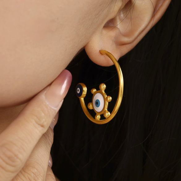 Wholesale 316L Stainless Steel 18K Gold Plated Enamel Glaze Geometric Light Luxury Exaggerated Women's Earrings
