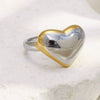 Wholesale Stainless Steel 18K Gold Plated Flat Heart Ring For Women With Geometric Light Luxury Style