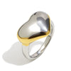 Wholesale Stainless Steel 18K Gold Plated Flat Heart Ring For Women With Geometric Light Luxury Style