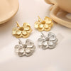 Wholesale Stainless Steel 18K Gold Plated Flower Elegant Retro Earrings For Women Electroplated