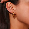 Wholesale Stainless Steel 18K Gold Plated Geometric Hollow Peach Heart Earrings For Women