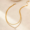 Wholesale Stainless Steel 18K Gold Plated Geometric Multilayer Necklace With Inlaid Zircon For Women