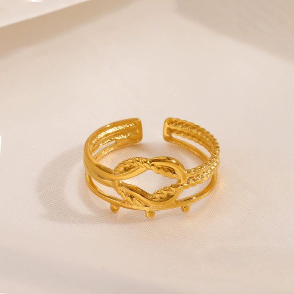 Wholesale Stainless Steel 18K Gold Plated Geometric Opening Adjustable Ring For Women