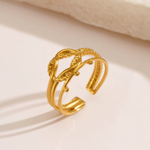 Wholesale Stainless Steel 18K Gold Plated Geometric Opening Adjustable Ring For Women