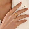 Wholesale Stainless Steel 18K Gold Plated Geometric Opening Adjustable Ring For Women