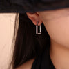 Wholesale 316L Stainless Steel 18K Gold Plated Geometric Rectangular Diamond Earrings For Women