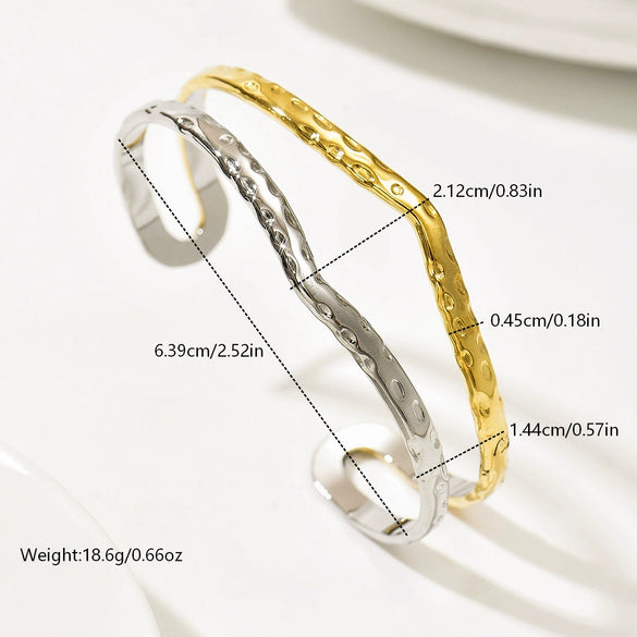 Wholesale Stainless Steel 14K Gold Plated Geometric Sophisticated Irregular Open Bracelet Accessories