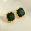 Wholesale Stainless Steel 18K Gold Plated Geometric Square Color Zircon Earrings For Women Retro Fashion Style