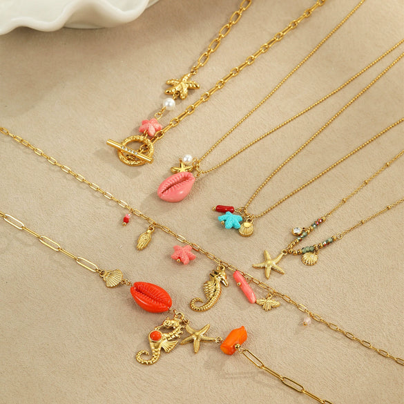 Wholesale Stainless Steel 18K Gold Plated Geometric Style Necklace
