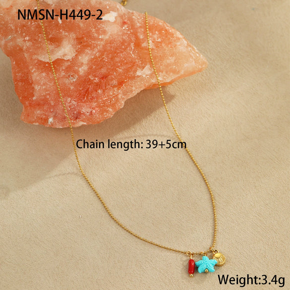 Wholesale Stainless Steel 18K Gold Plated Geometric Style Necklace