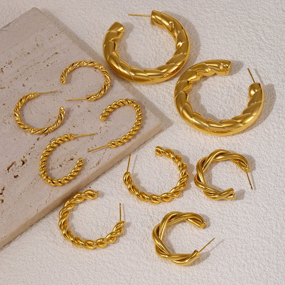 Wholesale Stainless Steel 18K Gold Plated Geometric Style Women's Earrings