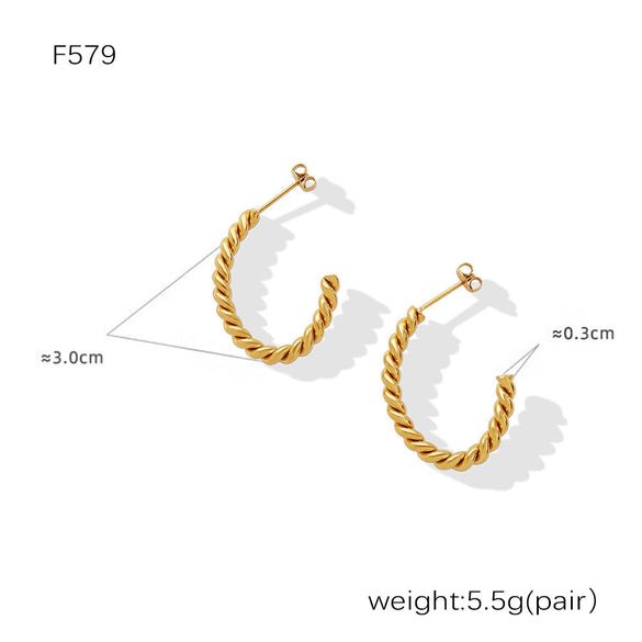 Wholesale Stainless Steel 18K Gold Plated Geometric Style Women's Earrings