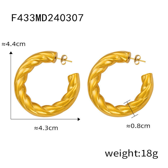 Wholesale Stainless Steel 18K Gold Plated Geometric Style Women's Earrings