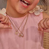 Wholesale Stainless Steel 18K Gold Plated Heart Drop Bell Pattern Children's Jewelry Set For Girls Necklace And Earrings