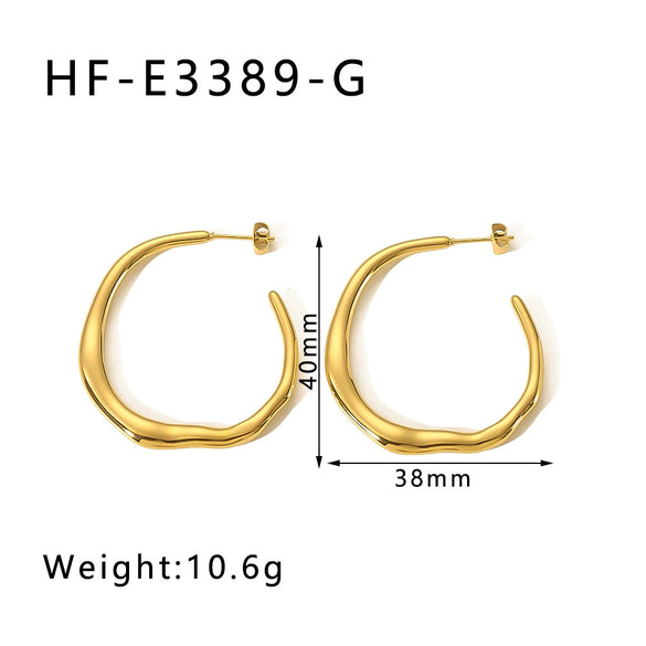 Wholesale Stainless Steel 18K Gold Plated Irregular Exaggerated C Shaped Electroplated Earrings For Women
