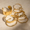 Wholesale Stainless Steel 18K Gold Plated Irregular Hammer Pattern Wave Open Bracelet With Electroplating