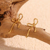 Wholesale Stainless Steel 18K Gold Plated Irregular Sweet Bow Earrings For Women