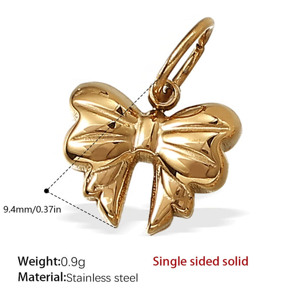 Wholesale 316L Stainless Steel 18K Gold Plated Joker Bow Heart Pendant Accessories In Fashion Style