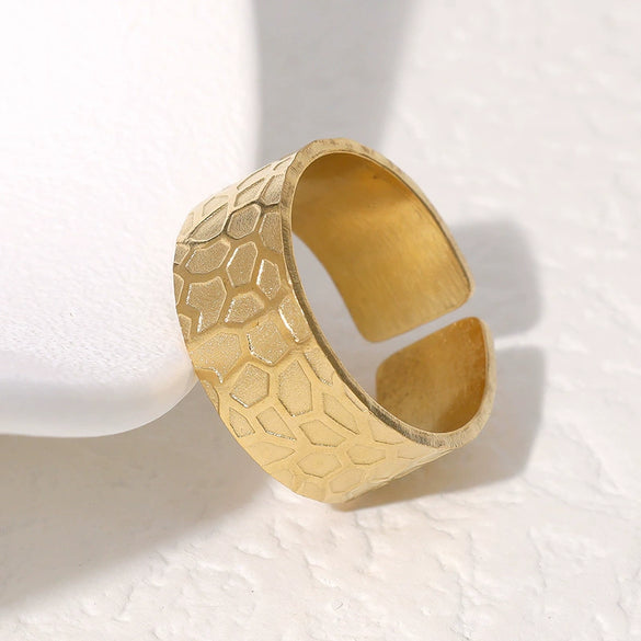 Wholesale Stainless Steel 18K Gold Plated Open Ring For Unisex With Punk Hip Hop Personality Style